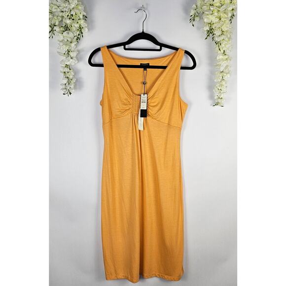 Y2K New Talbots Beachy Sleeveless Midi Shirt Dress Size Small Pastel Orange - Picture 5 of 12